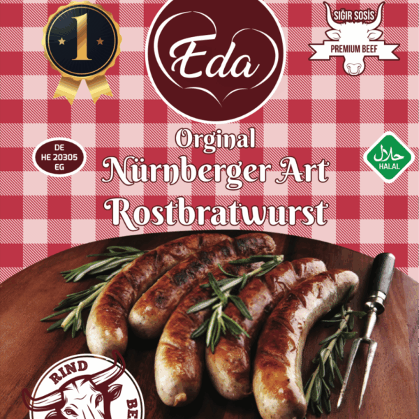 Halal Nürnberger Rindwurst – 700g | Bratwurst nach Nürnberger Art aus 100 % Rindfleisch