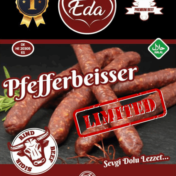 Halal Pfefferbeißer – 100 % Rind, 5 Stück | Würzige Snackwurst